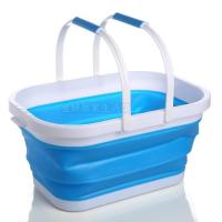 蓝色|家政保洁公司专用清洗工具长方形大容量折叠硅胶塑料水桶洗衣桶