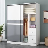 衣柜推拉门现代简经济型家用卧室实木大衣柜简易柜子储物柜收纳柜