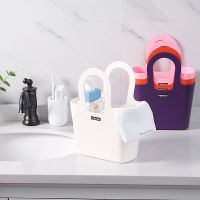 洗漱篮手提沐浴篮洗澡篮浴室洗浴用品收纳篮韩国可爱浴筐篮子蓝框