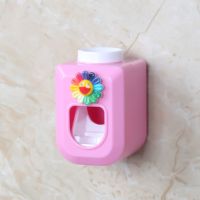 粉太阳花|卡通可爱自动挤牙膏器儿童牙膏器懒人免打孔无痕贴创意挤牙膏神器