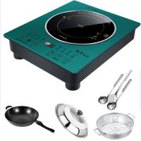 新款凹面电磁炉家用省电大功率商用3500w凹型节能爆炒|翡翠平面3500w极铁锅+锅盖+汤锅