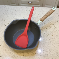 升级新品24cm28cm煎炒锅深煎锅不粘锅平底锅炒锅家用电磁炉高颜值|24cm清新绿+红铲