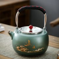 陶瓷玻璃铁壶大功率电陶炉功夫茶炉家用茶壶烧水泡茶办公室煮茶器|仙鹤提梁壶