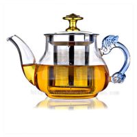 煮茶器套装家用玻璃煮茶壶耐高温加热养生煮茶炉熬茶小电热炉茶具|400ml蓝把福运壶 壶+电热炉+4直把杯