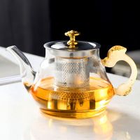 煮茶器耐热养生玻璃煮茶炉蒸汽煮茶壶家用加热小电热炉熬茶壶套装|黄把:700ML大鼓形 单个茶壶