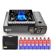 卡式炉户外便携式煤气灶野外炉具卡磁卡斯瓦斯炉火锅炉烧烤燃气炉|单用炉+手提箱+防风圈+8瓶气