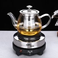 蒸煮茶器套装养生加厚耐热玻璃煮茶炉家用加热小电热炉茶具电茶壶|400毫升圆润壶 壶+电热炉+4把杯