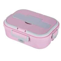 便携式多功能电加热饭盒插电保温上班族车载电热饭便携神器便当盒|家用款:粉色(40W)+保温袋