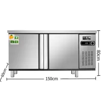 冷藏柜工作台不锈钢厨房操作台冰箱商用保鲜奶茶店设备平冷柜冰柜R4|150*60*80cm 冷冻【中间相通】