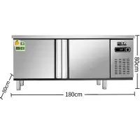 冷藏柜工作台不锈钢厨房操作台冰箱商用保鲜奶茶店设备平冷柜冰柜R4|180*80*80cm 冷藏[中间相通]