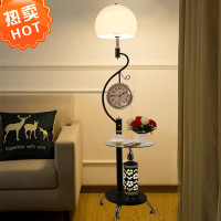 落地灯客厅卧室沙发置物茶几灯创意美式北欧钟表立式台灯