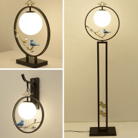 新中式创意禅意台灯客厅书房卧室落地灯中国风小鸟茶室楼立式灯具