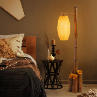 竹筒落地灯古典客厅灯具仿古禅意书房落地灯卧室立式复古沙发灯具