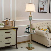 美式简约茶几落地灯美式乡村地中海蓝色客厅卧室床头欧式落地立灯