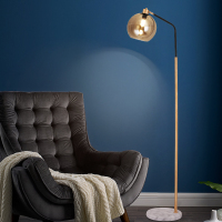北欧简约玻璃圆球落地灯客厅沙发卧室床头书房立式钓鱼台灯具