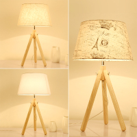 简约木艺北欧落地灯床头客厅灯具创意书房灯卧室羽毛三脚立式台灯