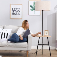 落地灯北欧客厅沙发茶几灯创意卧室床头充电带桌立式台灯