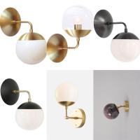 粤光后现代创意客厅圆球壁灯北欧现代简约卧室个性十字黄铜镜前灯