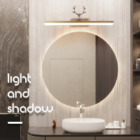 北欧镜前灯卫生间免打孔浴室防水镜柜专用古铜色美式鹿角壁灯