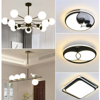 设计师客厅吊灯北欧黑色吊灯后现代简约风格卧室创意组合套餐灯具