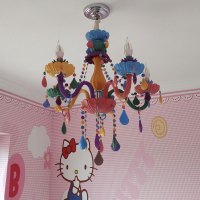 欧式儿童卧室吊灯女孩房公主彩色水晶灯北欧创意网红餐厅灯