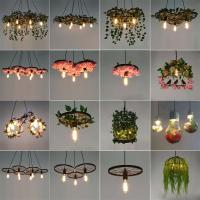 饭店灯具创意植物餐厅灯餐饮烧烤店复古车轮装饰吊灯奶茶店收银台