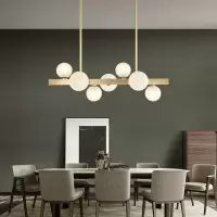 餐厅吊灯北欧餐桌饭厅黄铜灯具现代简约创意魔豆长条吧台吊灯