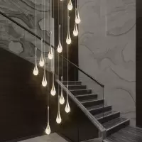 现代简约楼梯吊灯创意水晶复式楼梯客厅别墅旋转楼梯间长吊灯