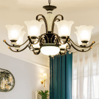 美式客厅吊灯北欧复古餐厅吊灯铁艺简约乡村卧室灯书房灯具套餐