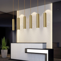 北欧全铜圆柱形长筒吊灯客厅灯别墅铜灯 简约创意吧台吊灯