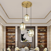 新中式吊灯圆形餐厅3头灯具中国风复式楼梯吊灯创意客厅卧室吊灯