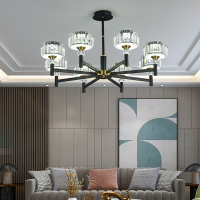 客厅吊灯现代简约餐厅卧室灯饰创意防尘防蚊双层小户型水晶灯