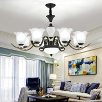 美式吊灯客厅大气简约欧式家用卧室餐厅北欧现代铁艺吊灯套餐灯具