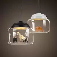 北欧灯具餐厅吊灯咖啡厅服装店创意个性卡通动物儿童房玻璃吊灯