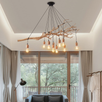北欧树枝吊灯实木创意个性餐厅灯服装店茶室装饰餐厅日式民宿吊灯