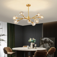 客厅灯后现代全铜水晶吊约餐厅卧室灯个性北欧灯具分子灯