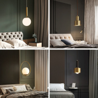 全铜床头灯吊灯北欧风卧室床头灯现代简约背景墙吊灯创意个性灯具