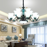 客厅吊灯陶瓷美式灯水晶大气2020新款欧式灯现代简约卧室餐厅灯具