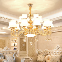 欧式吊灯2020年新款水晶餐厅灯具 现代简约大气玉石客厅吊灯