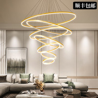 后现代餐厅吊灯现代简约环形家用客厅灯别墅楼梯吧台灯饰网红