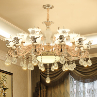 欧式玉石客厅水晶吊灯奢华大气家用卧室餐厅灯饰别墅灯具