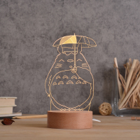 装饰灯创意小夜灯实木台灯3d宫崎骏龙猫ins女生卧室床头夜灯