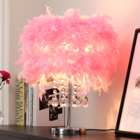 羽毛台灯卧室床头柜灯创意浪漫结婚房温馨网红装饰小夜灯