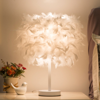 羽毛台灯卧室床头柜灯创意浪漫小夜灯结婚房温馨装饰台灯