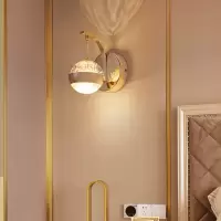水晶壁灯卧室床头灯个性客厅墙壁灯圆球北欧简约楼梯水母壁灯