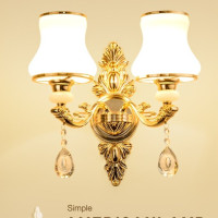 欧式壁灯锌合金玉石水晶壁灯卧室床头客厅背景壁灯现代创意壁灯具
