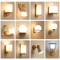 实木壁灯卧室创意北欧客厅灯温馨楼梯阳台灯酒店墙壁灯具