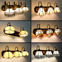 蒂凡尼美式地中海镜柜灯卫生间浴室梳妆台化妆镜欧式三头壁灯镜前