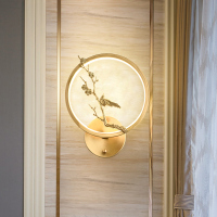 全铜新中式壁灯卧室床头灯过道装饰壁挂灯客厅茶楼电视背景墙壁灯