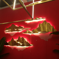 定制大型山水壁灯创意画背景墙灯禅意会所别墅软装饰工程壁灯